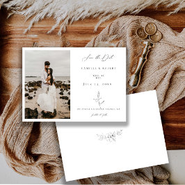 ミニマルモダンリストブラック/ホワイト書道写真 セーブザデート