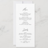 ミニマルモダンリストブラック&ホワイト結婚のメニュー 招待状 (正面)