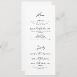 ミニマルモダンリストブラック&ホワイト結婚のメニュー 招待状