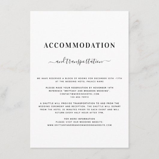 ミニマルモダンリストブラック&ホワイト結婚ズ詳細 エンクロージャーカード (正面)