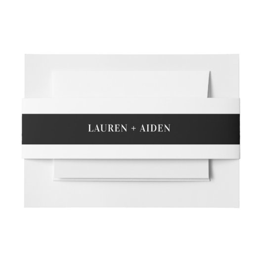 ミニマルモダンリストブラック&ホワイト結婚式招待状 招待状ベリーバンド (正面例)