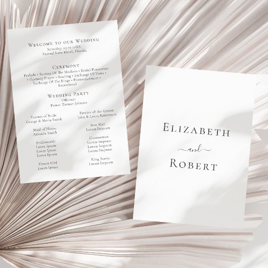 ミニマルモダンリストブラック&ホワイト結婚式 プログラム