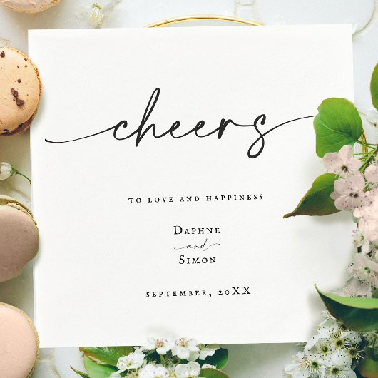 ミニマルモダンリストブラック&ホワイト スタンダードカクテルナプキン