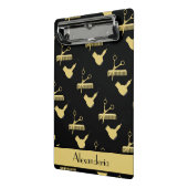 ミニマルモダンリストブラック&金ゴールドヘアスタイリスト ミニクリップボード (アングル2)