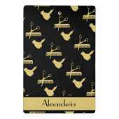 ミニマルモダンリストブラック&金ゴールドヘアスタイリスト ミニクリップボード (裏面)