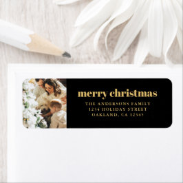 ミニマルモダンリストブラック&金ゴールドメリークリスマス ラベル