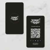 ミニマルモダンリストブラックQRコード名刺 名刺 (正面/裏面)
