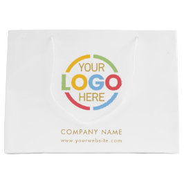 ミニマルモダンリストブランドのホワイト金ゴールドビジネスロゴ ラージペーパーバッグ