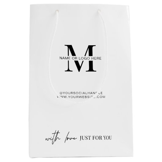 ミニマルモダンリストブランドビジネスロゴモノグラム ミディアムペーパーバッグ (正面)