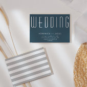 ミニマルモダンリストブルーとホワイト結婚ズ 招待状