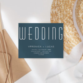 ミニマルモダンリストブルーとホワイト結婚ズ 招待状