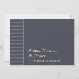 ミニマルモダンリストブルーと金ゴールドビジネスディナー 招待状