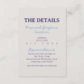 ミニマルモダンリストブルーの結婚詳細エンクロージャ エンクロージャーカード (正面)