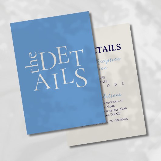 ミニマルモダンリストブルーの結婚詳細エンクロージャ エンクロージャーカード