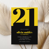 ミニマルモダンリストブルーイエロー21歳の誕生日 招待状