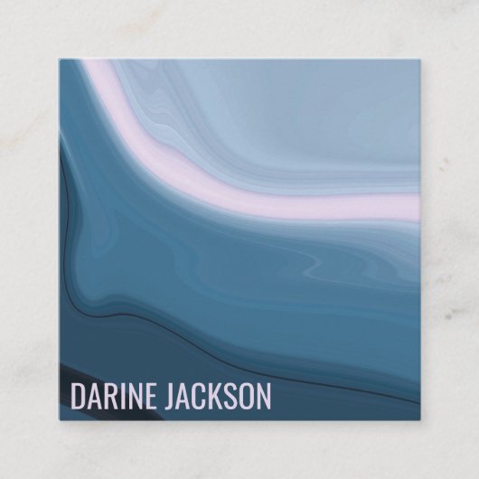 ミニマルモダンリストブルーウォーター色の波状海 スクエア名刺 (正面)
