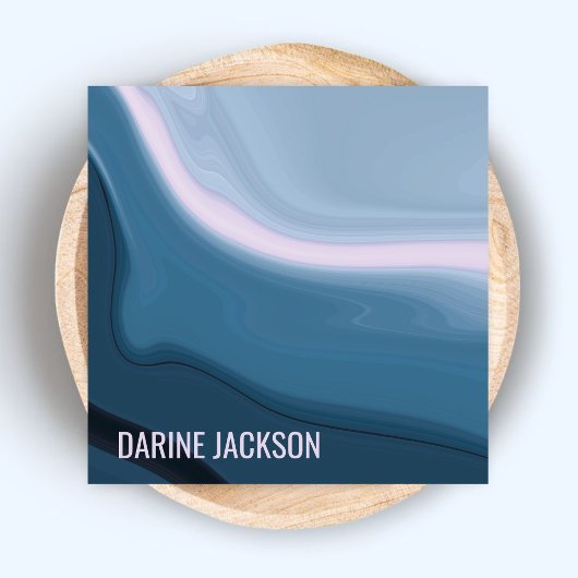 ミニマルモダンリストブルーウォーター色の波状海 スクエア名刺