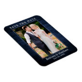 ミニマルモダンリストブルーウッドプリント日付を保存 マグネット (右側)