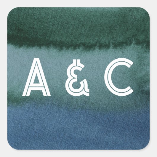 ミニマルモダンリストブルーティール(緑がかった色) スクエアシール (正面)