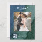 ミニマルモダンリストブルーティール(緑がかった色)フォト招待状 招待状 (裏面)