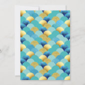 ミニマルモダンリストブルーティール（緑がかった色）マーメイド誕生日 招待状 (裏面)