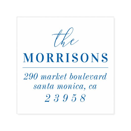 ミニマルモダンリストブルーファミリー名差出人住所 セルフインキングスタンプ (デザイン)