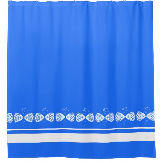 ミニマルモダンリストブルーフィッシュシャワーカーテン シャワーカーテン (正面)