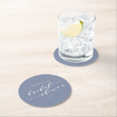 ミニマルモダンリストブルーブライダルシャワーカスタム ラウンドペーパーコースター (インサイチュ)