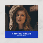 ミニマルモダンリストブループロフェッショナルQRコード写真 スクエア名刺 (正面)