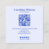 ミニマルモダンリストブループロフェッショナルQRコード写真 スクエア名刺 (裏面)