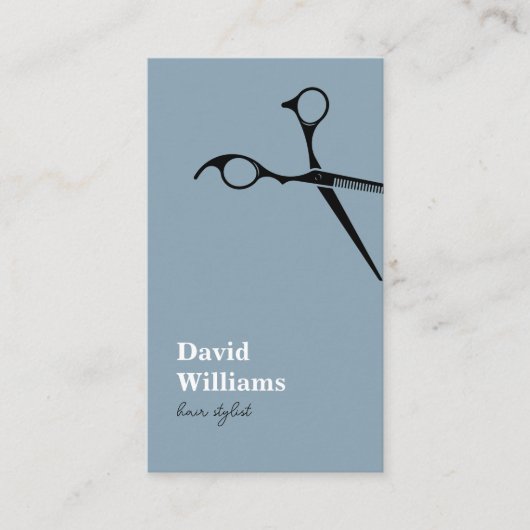 ミニマルモダンリストブルーホワイト美容師 名刺 (正面)