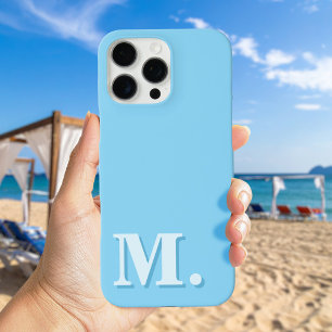 ミニマルモダンリストブルーモノグラムイニシャル iPhone 16 PRO MAXケース