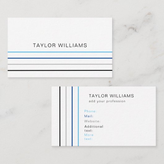 ミニマルモダンリストブルーラインプロフェッショナル 名刺 (正面/裏面)