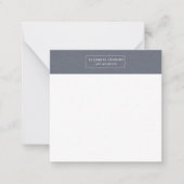 ミニマルモダンリストブルーリネンとアイボリー ノートカード (正面)