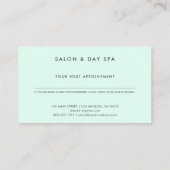 ミニマルモダンリストブルーリネンとライトミントグリーン 予約カード (裏面)