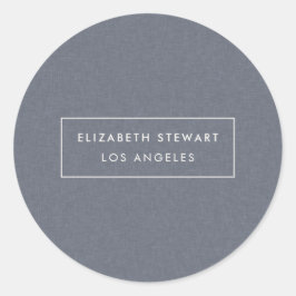 ミニマルモダンリストブルーリネンアイボリー封筒用シール ラウンドシール