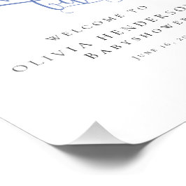 ミニマルモダンリストブルー書道ベビーシャワー フォトプリント           