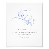 ミニマルモダンリストブルー書道ベビーシャワー フォトプリント (正面)