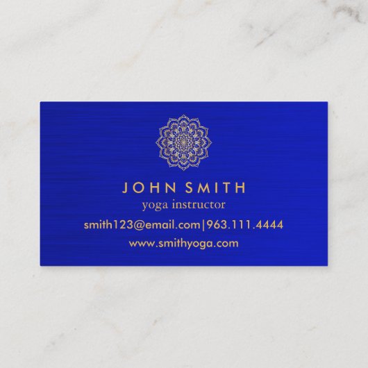 ミニマルモダンリストブルー金ゴールドロータスヨガインストラクター 名刺 (裏面)