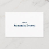 ミニマルモダンリストブルー&ホワイトロイヤリティカード 名刺 (裏面)