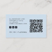 ミニマルモダンリストブルーHello QRコード 名刺 (裏面)