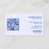 ミニマルモダンリストブルーQRコードプロフェッショナル 名刺 (裏面)