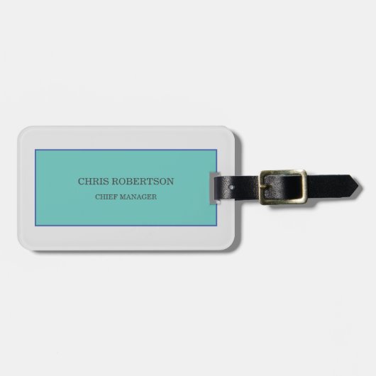 ミニマルモダンリストプレーンブルーグレー名前を追加 ラゲッジタグ (正面横)