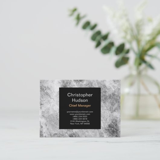 ミニマルモダンリストプレーン抽象芸術ブラックグレー 名刺 (スタンド正面)