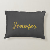 ミニマルモダンリストプレーン書名グレー金ゴールド アクセントクッション (裏面)