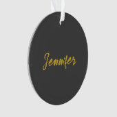 ミニマルモダンリストプレーン書名グレー金ゴールド オーナメント (正面)