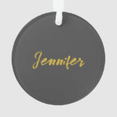 ミニマルモダンリストプレーン書名グレー金ゴールド オーナメント (裏面)