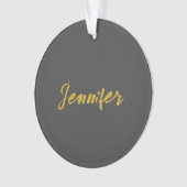 ミニマルモダンリストプレーン書名グレー金ゴールド オーナメント (正面)