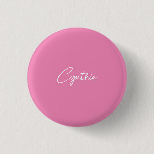 ミニマルモダンリストプレーン書名Pink 缶バッジ