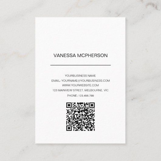 ミニマルモダンリストプロフェッショナルフォトロゴQR 名刺 (裏面)